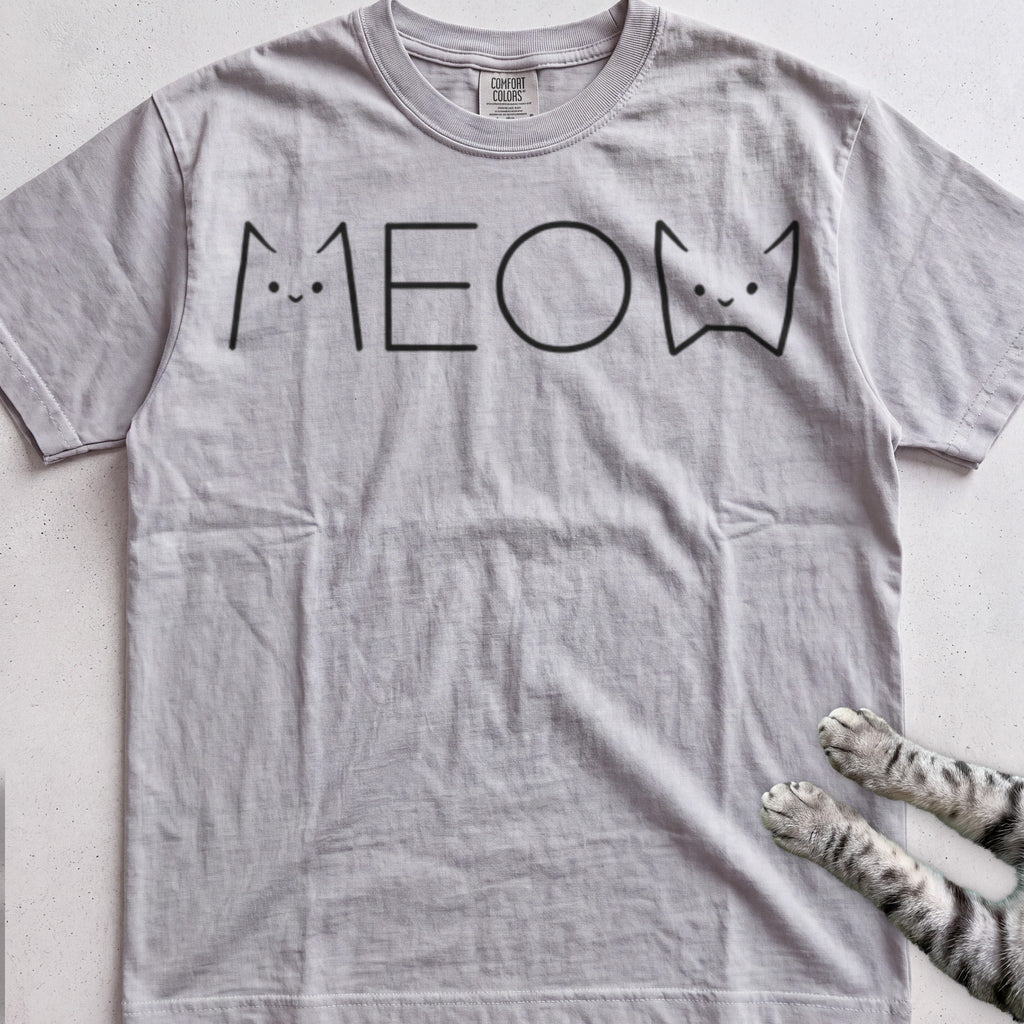 Meow Cat Graphic tee, Sport Grey