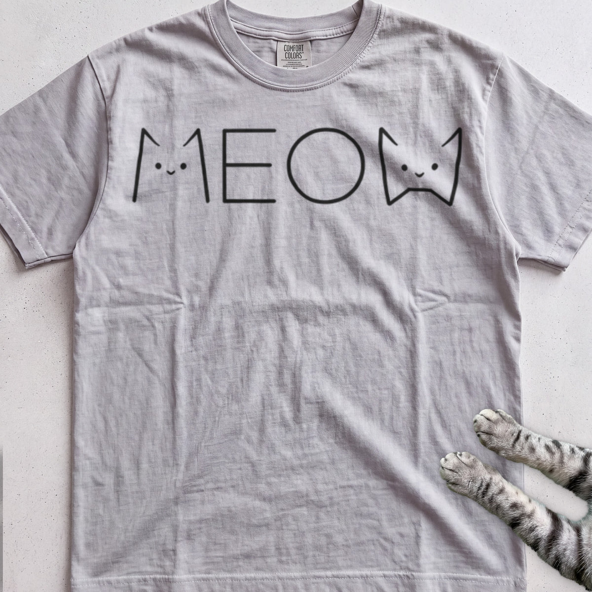 Meow Cat Graphic tee, Sport Grey