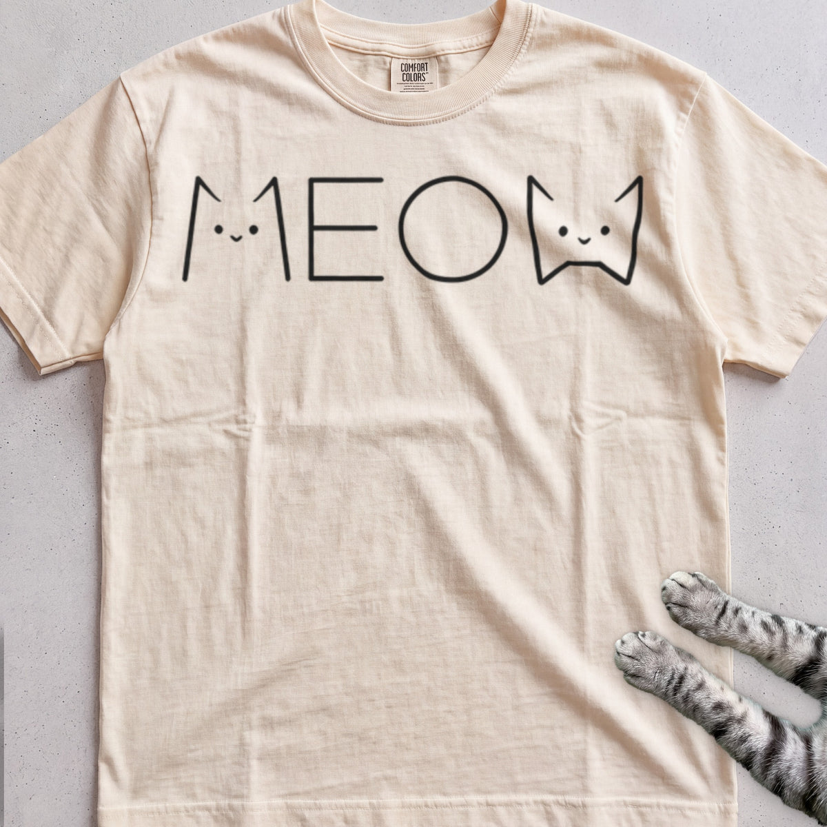 Meow Cat Graphic tee, Natural