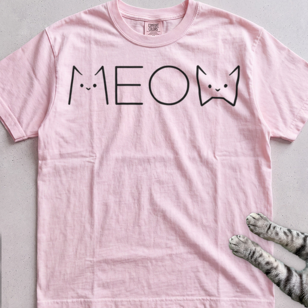 Meow Cat Graphic tee, Light Pink