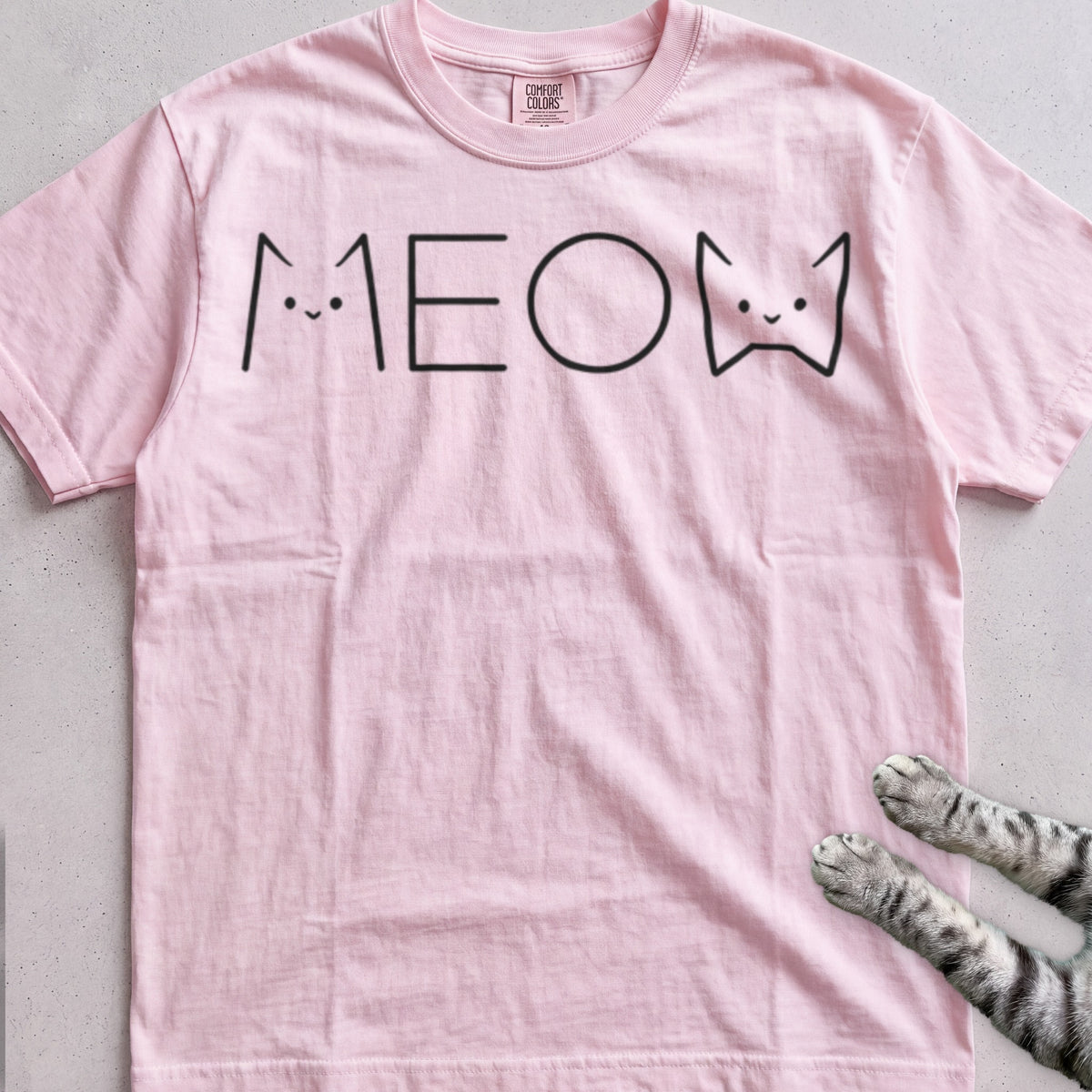 Meow Cat Graphic tee, Light Pink