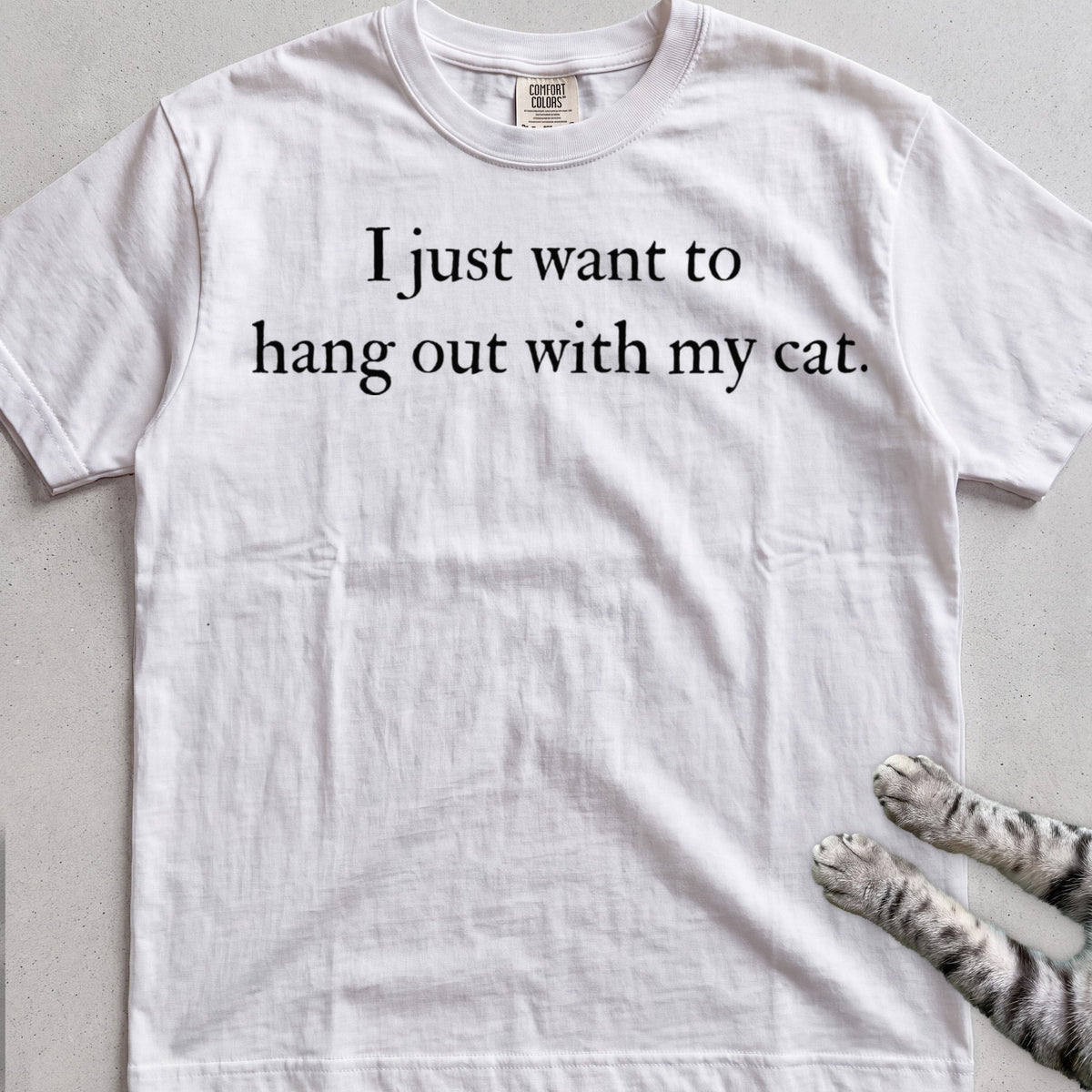 I Just Want to Hang Out with My Cat tee, White
