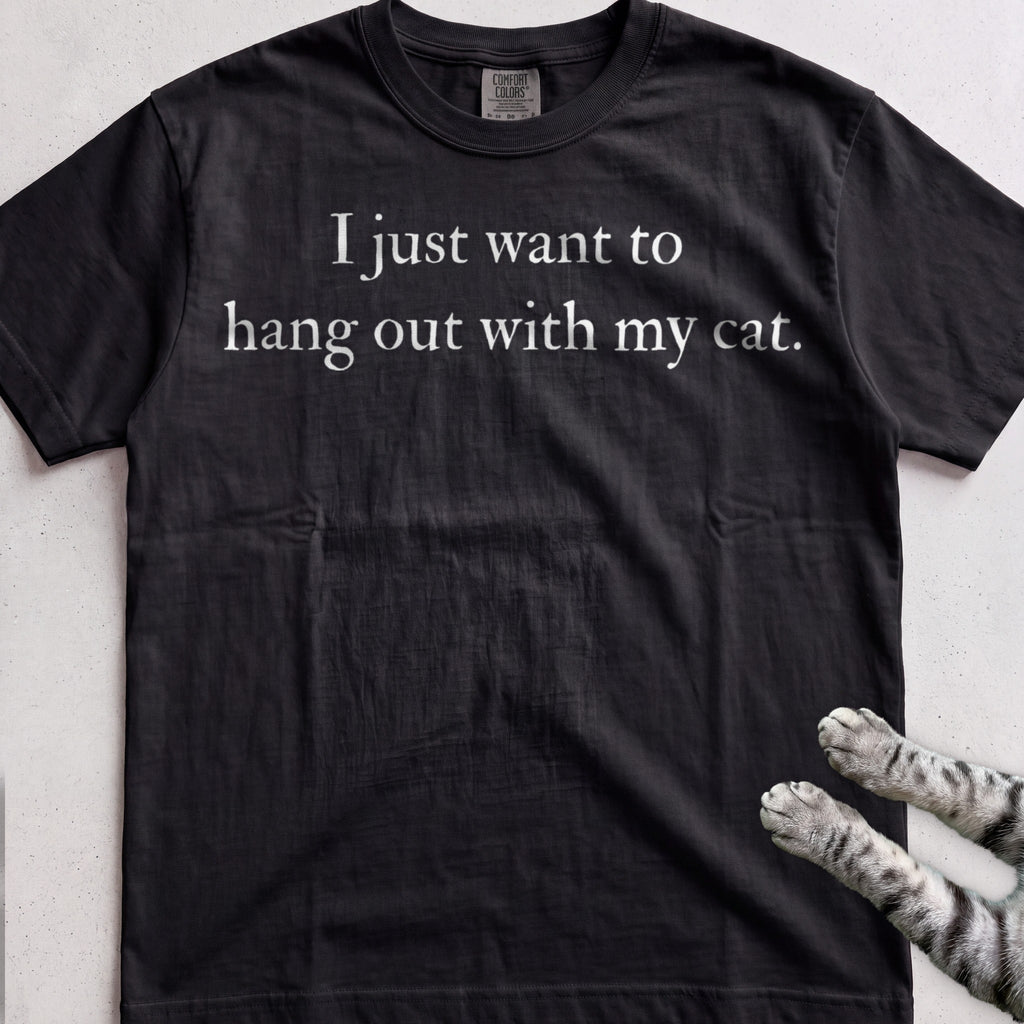 I Just Want to Hang Out with My Cat tee, Black