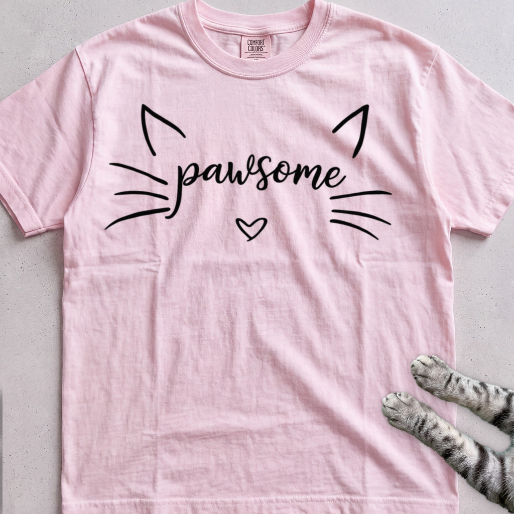 Pawsome Cat tee, Light Pink