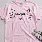Pawsome Cat tee, Light Pink