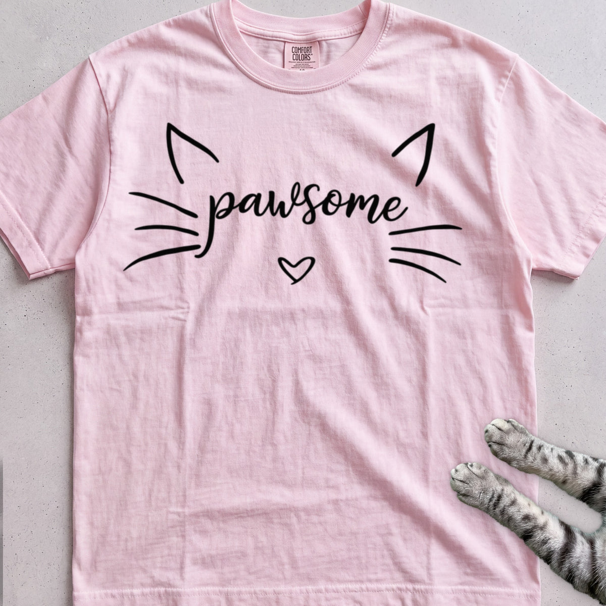 Pawsome Cat tee, Light Pink