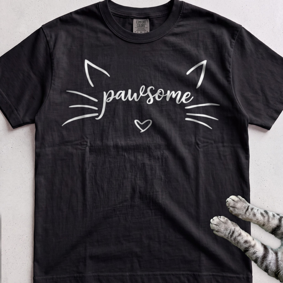 Pawsome Cat tee, Black