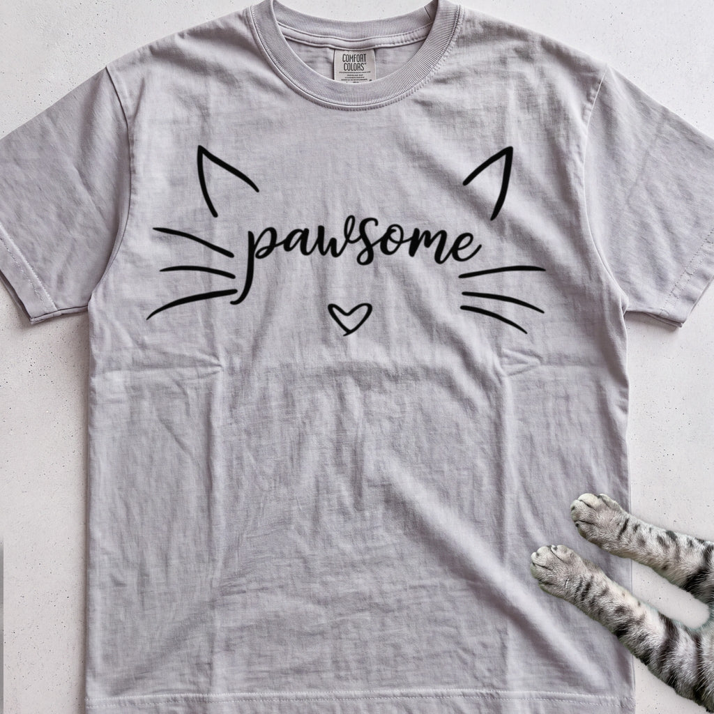 Pawsome Cat tee, Sport Grey
