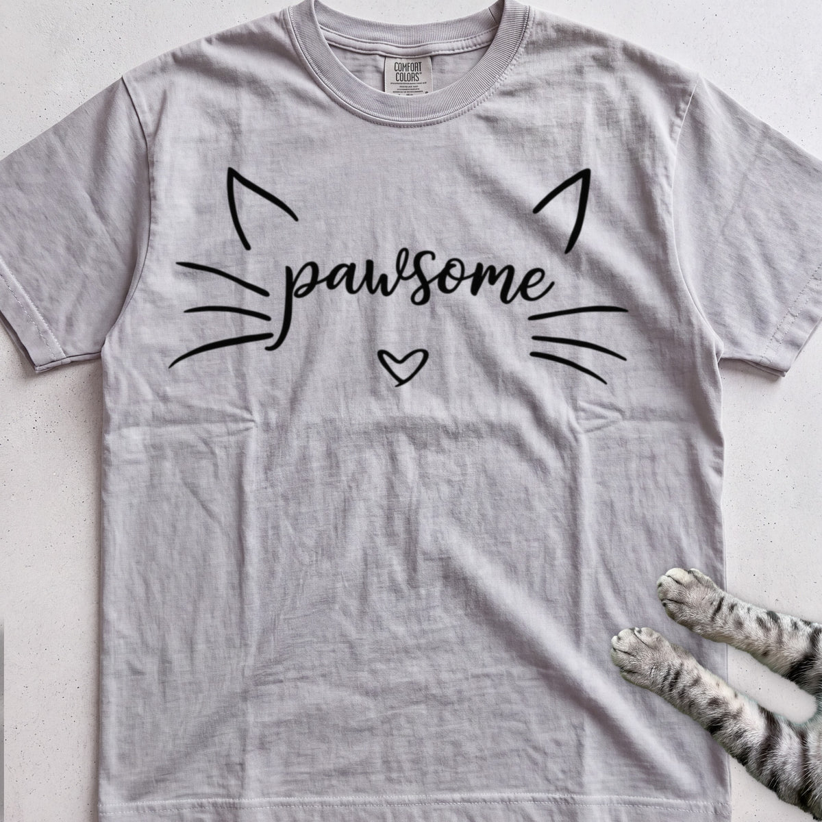 Pawsome Cat tee, Sport Grey