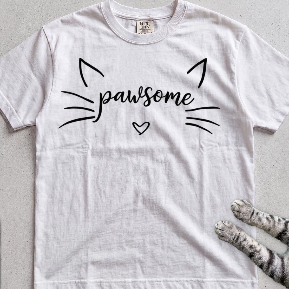 Pawsome Cat tee, White