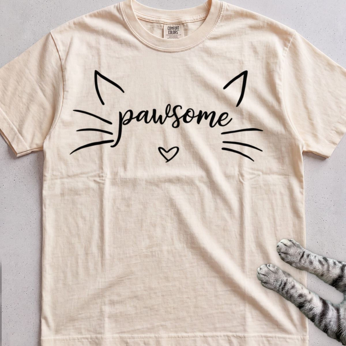 Pawsome Cat tee, Natural