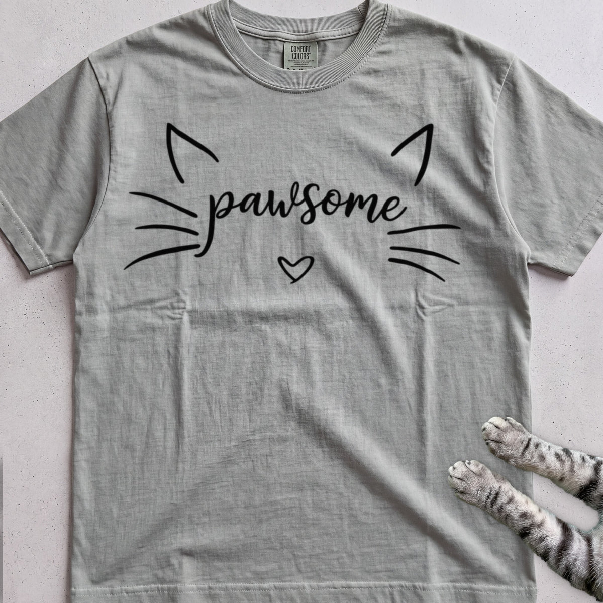 Pawsome Cat tee, Sage