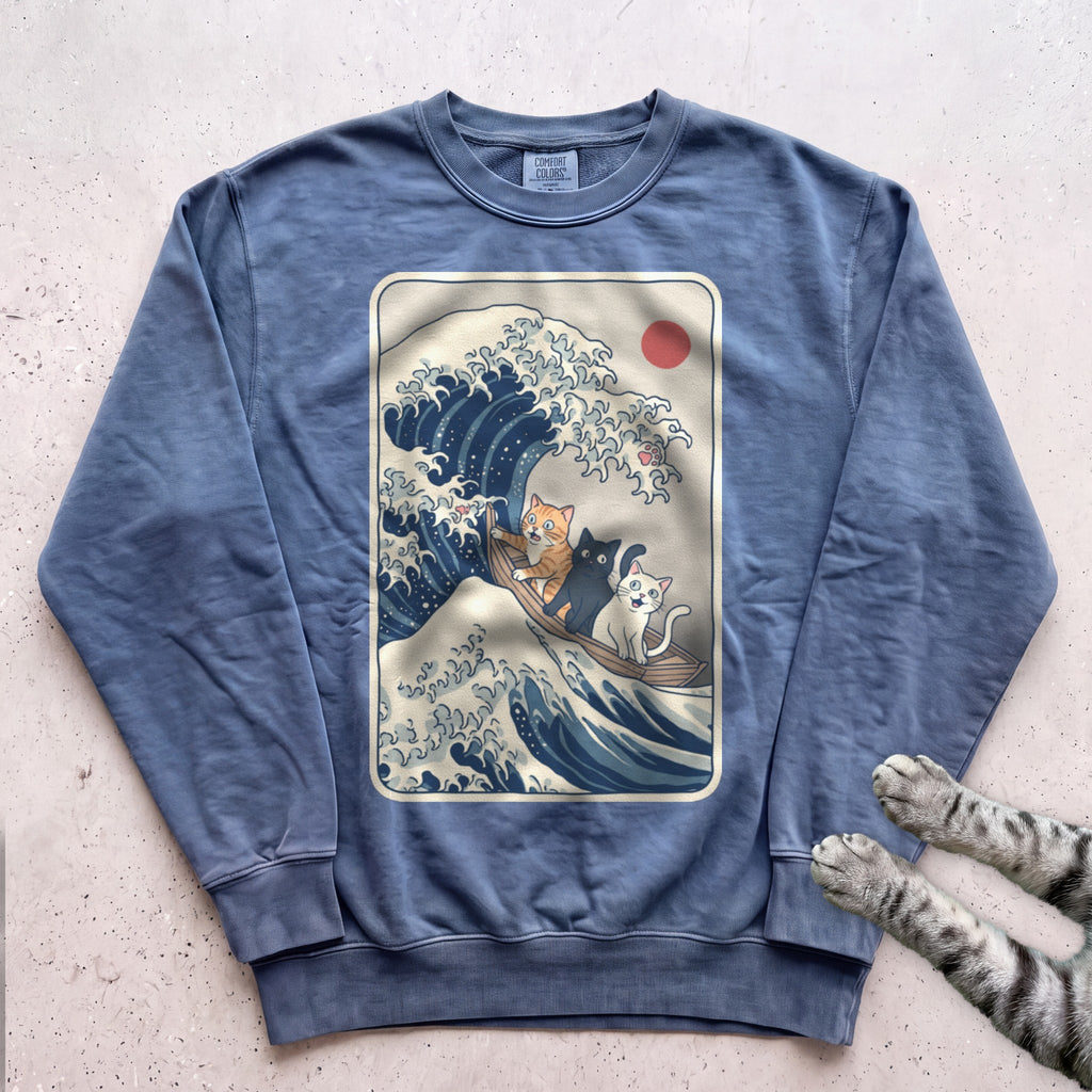 The Great Cat Wave Sweatshirt - Blue Jean