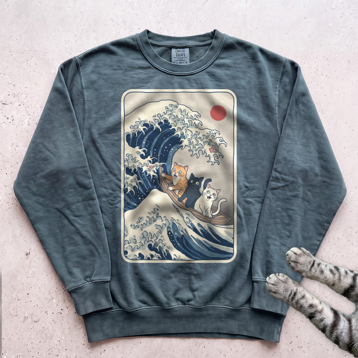 The Great Cat Wave Sweatshirt - Blue Spruce