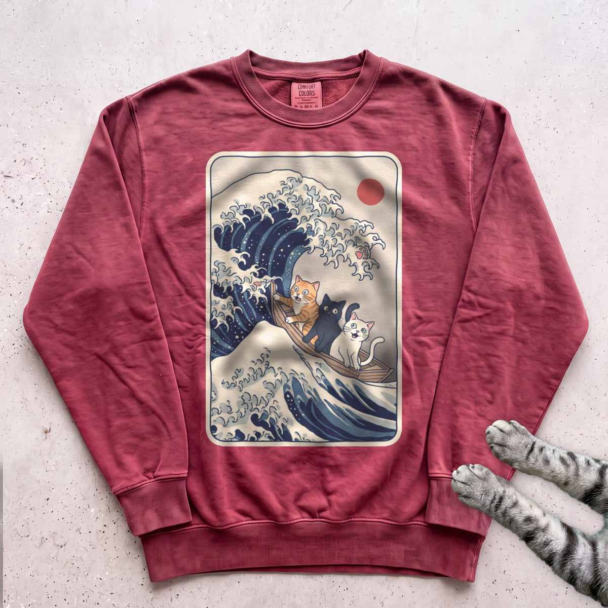The Great Cat Wave Sweatshirt - Crimson