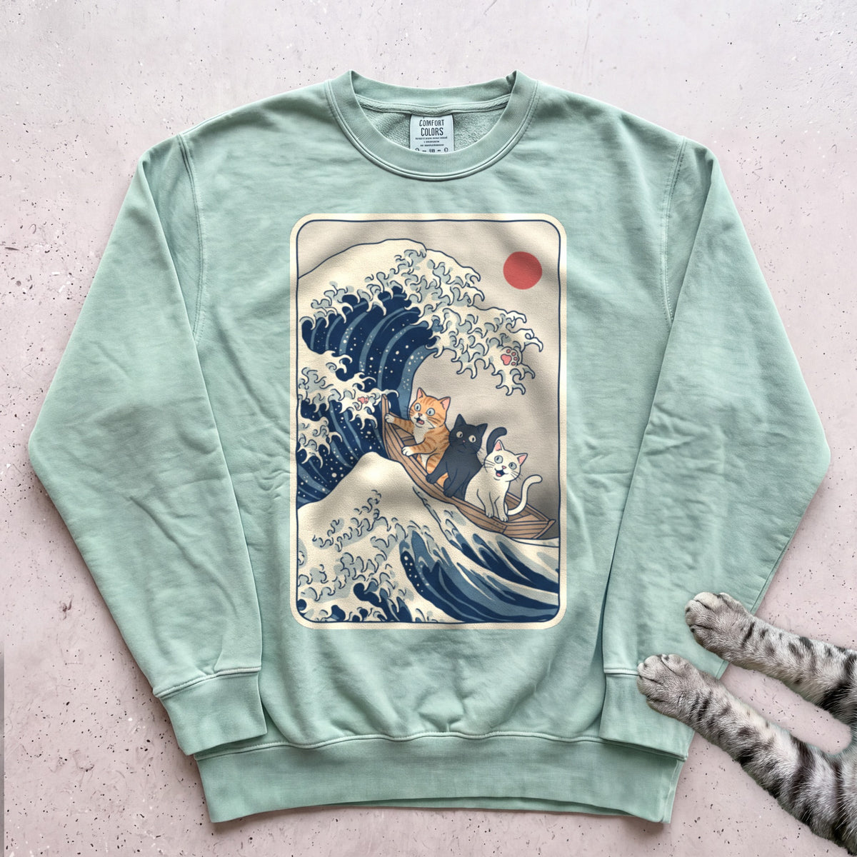 The Great Cat Wave Sweatshirt - Light Green