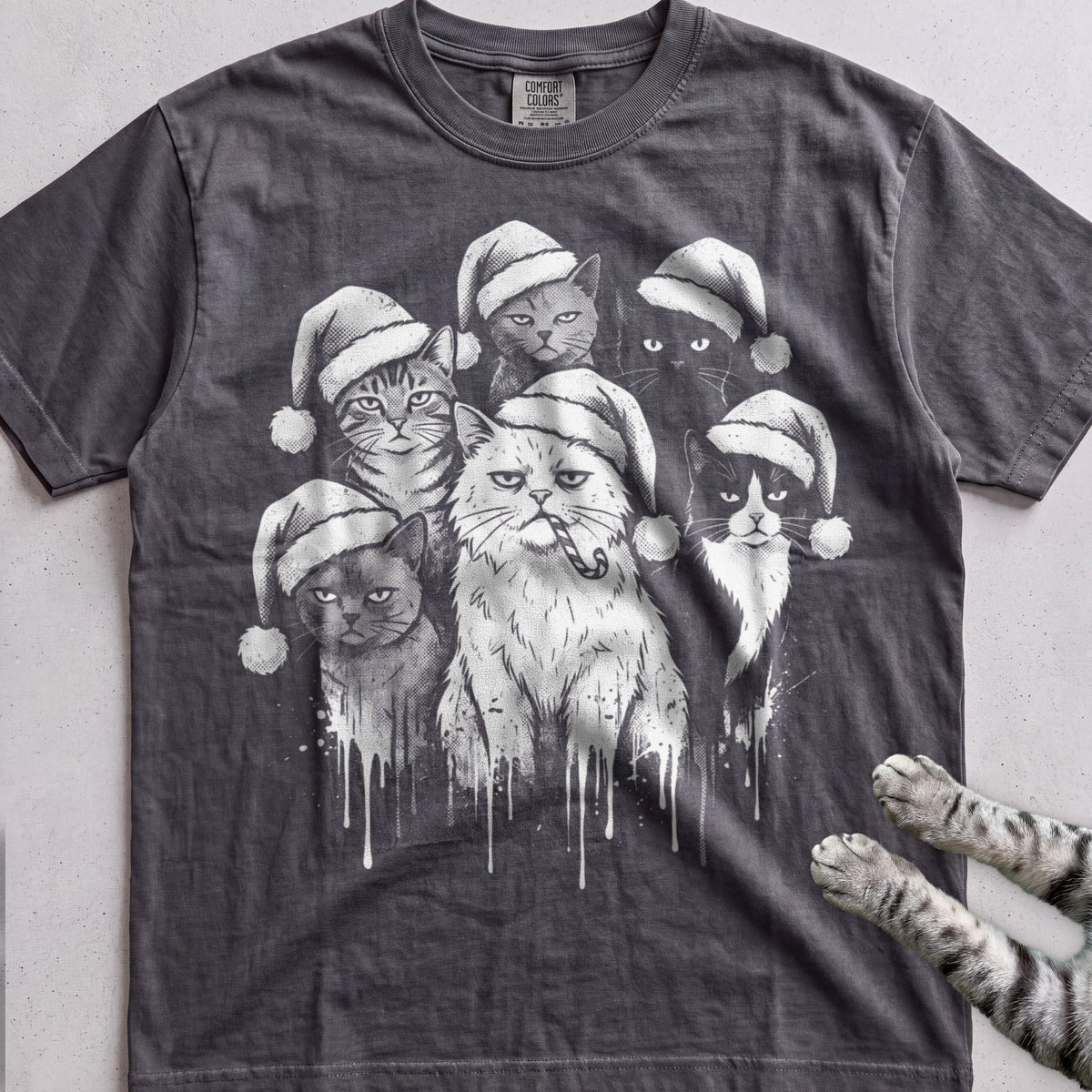 The Santa Hat Gang Cat T-Shirt - Pepper