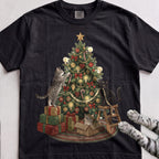 Trimming the Tree Cat T-Shirt - Black