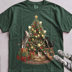 Trimming the Tree Cat T-Shirt - Blue Spruce
