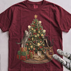 Trimming the Tree Cat T-Shirt - Wine