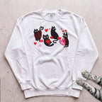 Valentine Black Cats Sweatshirt - White
