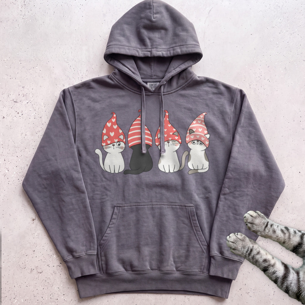 Valentine Gnome Cats Hoodie - Pepper
