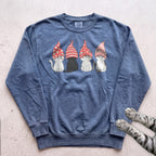 Valentine Gnome Cats Sweatshirt - Blue Jean