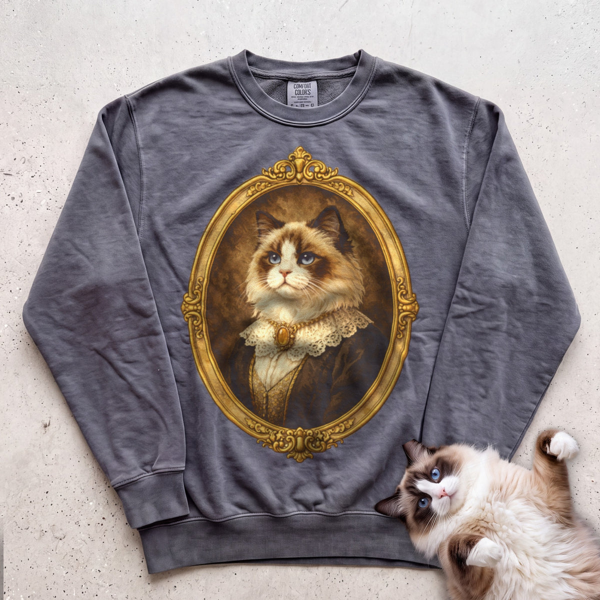 Victorian Heirloom Cat Portrait Personalized Sweatshirt - Pepper