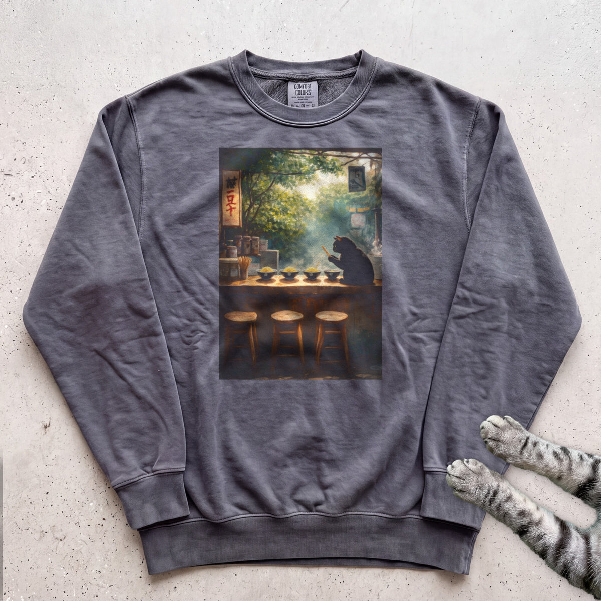 Vintage Cafe Cat Sweatshirt - Pepper