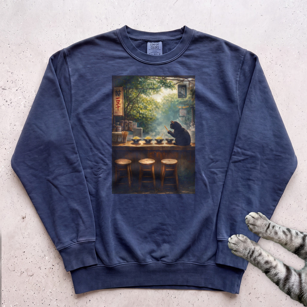 Vintage Cafe Cat Sweatshirt - True Navy