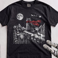 Watching for Santa Cat T-Shirt - Black