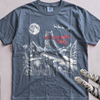 Watching for Santa Cat T-Shirt - Blue Jean