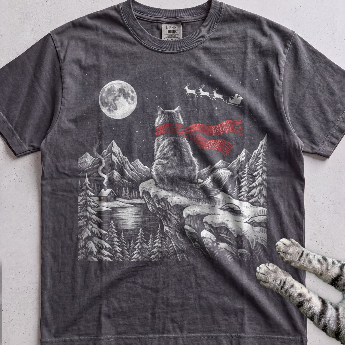 Watching for Santa Cat T-Shirt - Pepper