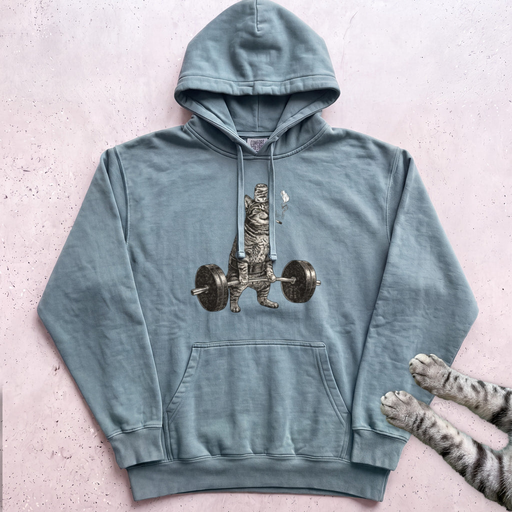 Weightlifting Cat Hoodie - Seafoam