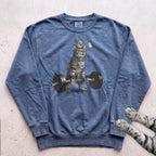 Weightlifting Cat Sweatshirt - Blue Jean