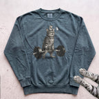 Weightlifting Cat Sweatshirt - Blue Spruce