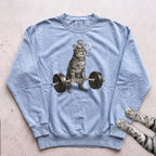 Weightlifting Cat Sweatshirt - Chambray