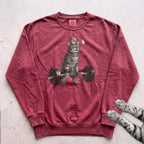 Weightlifting Cat Sweatshirt - Crimson