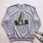 Weightlifting Cat Sweatshirt - Grey
