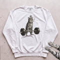 Weightlifting Cat Sweatshirt - White