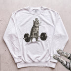 Weightlifting Cat Sweatshirt - White