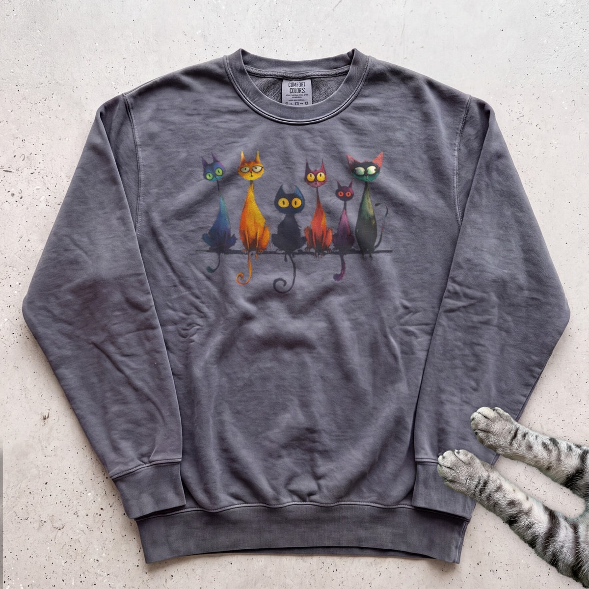Whimsical Cats Sweatshirt - Pepper