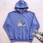 Witch Walking Black Cat Hoodie - Flo Blue