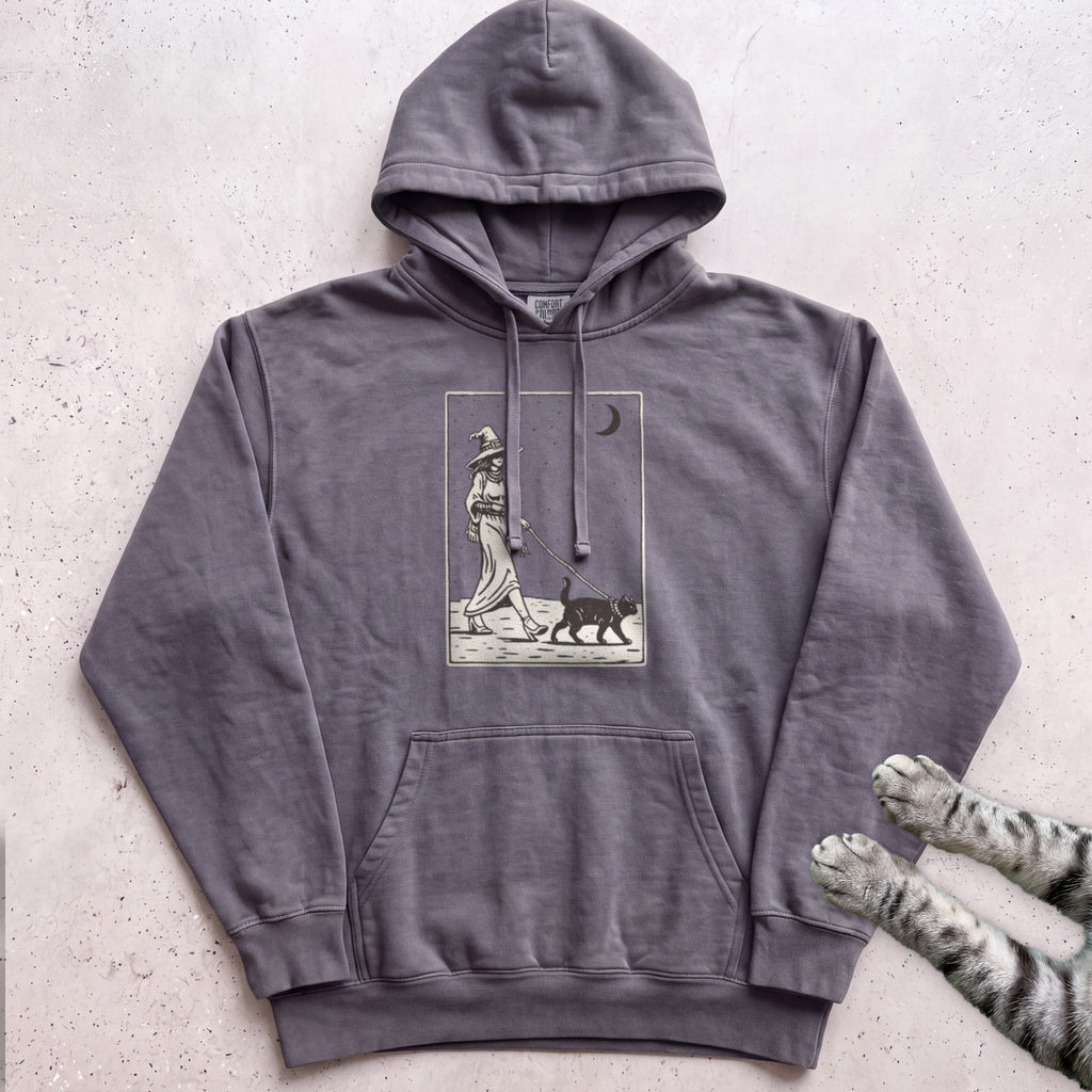 Witch Walking Black Cat Hoodie - Pepper