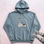 Witch Walking Black Cat Hoodie - Seafoam