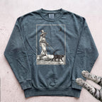 Witch Walking Black Cat Sweatshirt - Blue Spruce