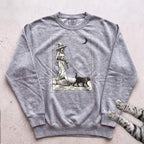 Witch Walking Black Cat Sweatshirt - Grey