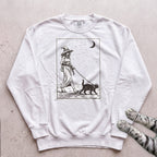 Witch Walking Black Cat Sweatshirt - White