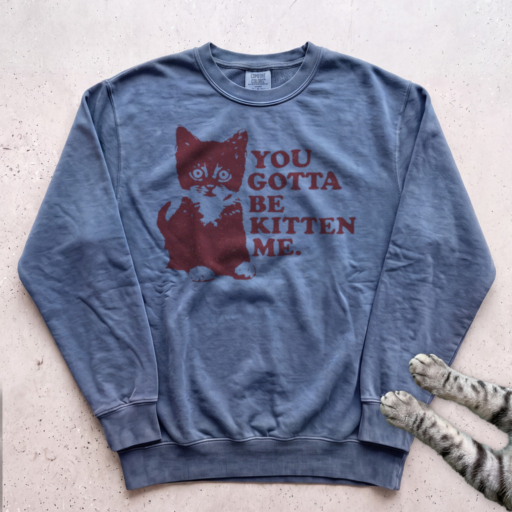 You Gotta Be Kitten Me Cat Sweatshirt - Blue Jean
