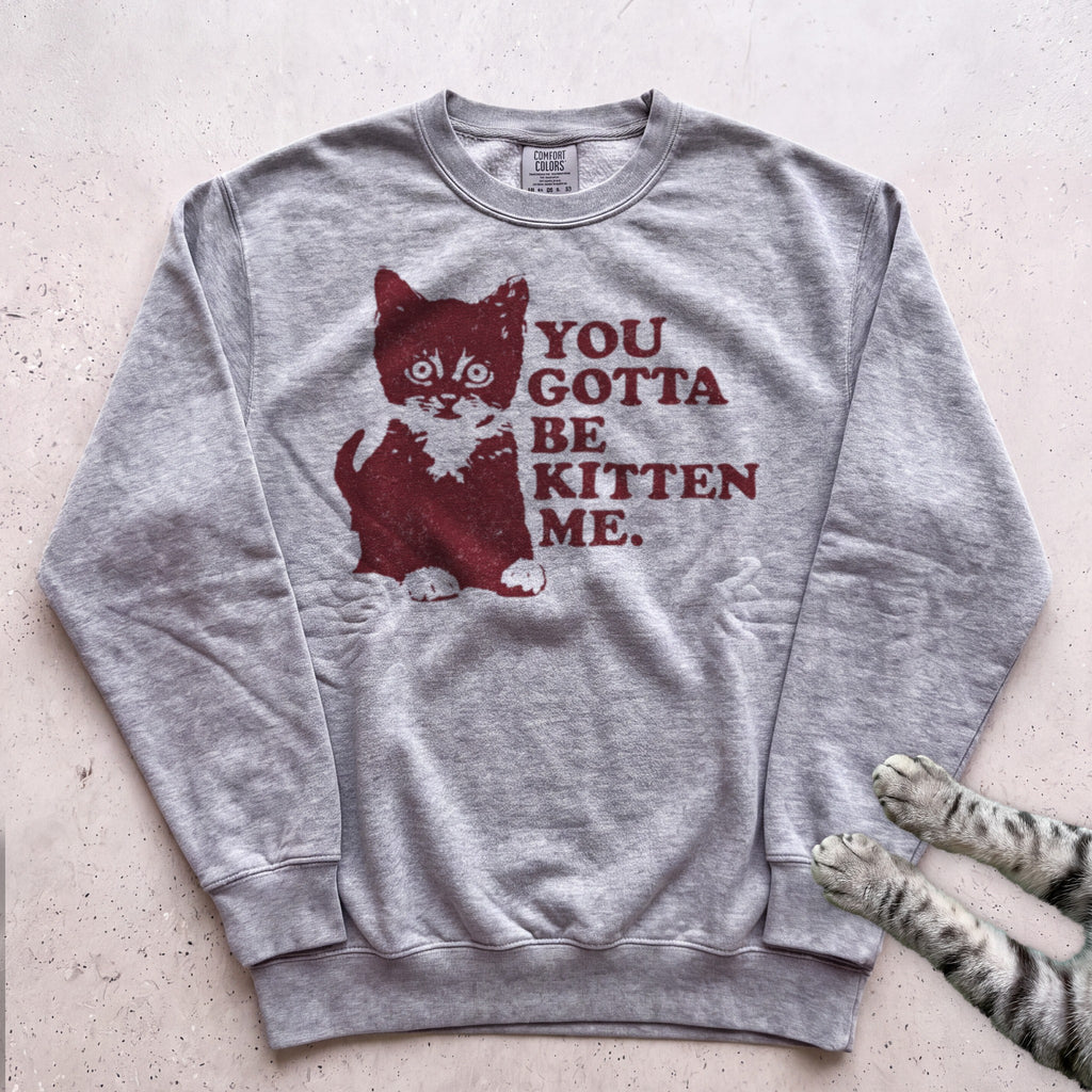 You Gotta Be Kitten Me Cat Sweatshirt - Grey